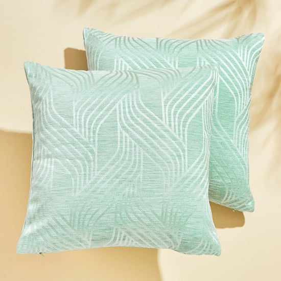 Calamus Lattice Set of 2 Velvet Jacquard Cushion Covers - 40x40cm