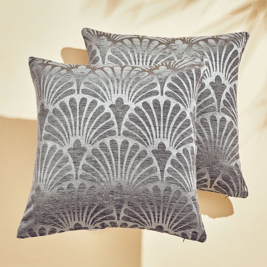 Calamus Scallop Set of 2 Velvet Jacquard Cushion Covers - 40x40cm