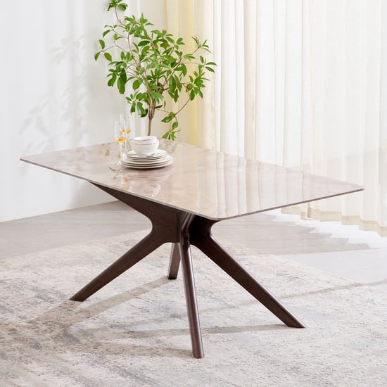 Dune Ceramic Top 6-Seater Dining Table - Amber