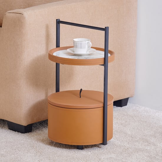 Mills Ceramic Top Accent Table - Brown