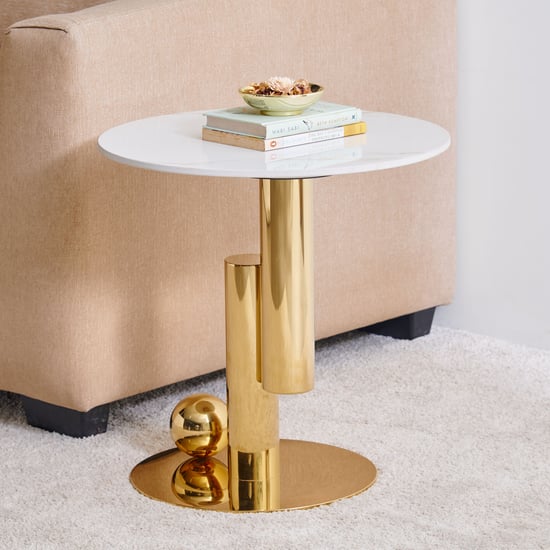 Stockholm Ceramic Top End Table - White