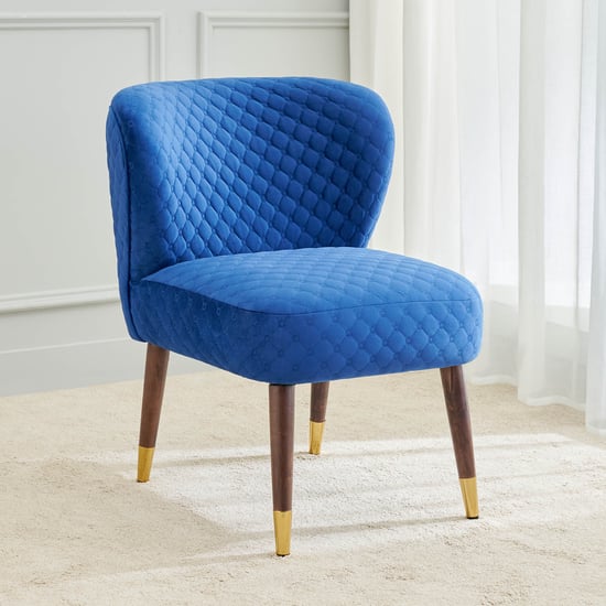 Helios Elon Velvet Accent Chair - Blue