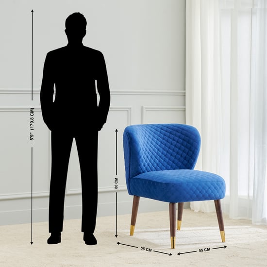 Helios Elon Velvet Accent Chair - Blue