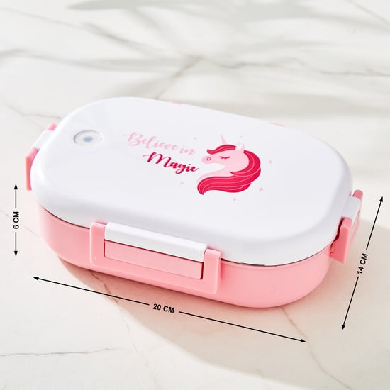 Back To School Unicorn Print Steel Lunch Box - 630ml