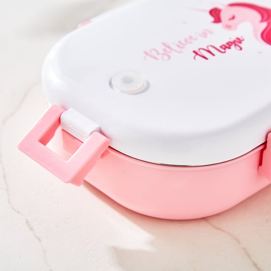 Back To School Unicorn Print Steel Lunch Box - 630ml
