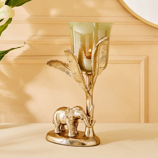 Eternity Vivere Metal and Glass Elephant Candle Holder