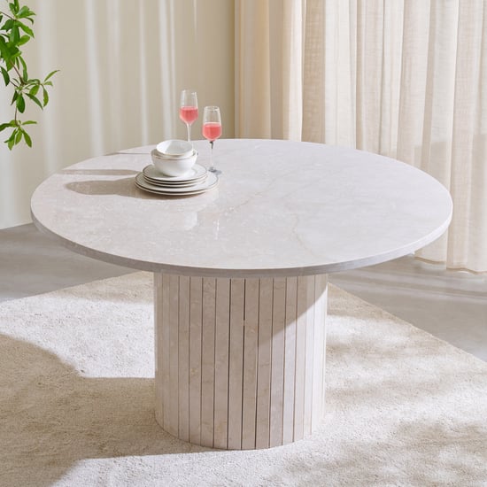 Mirage Marble 6-Seater Dining Table - Off White