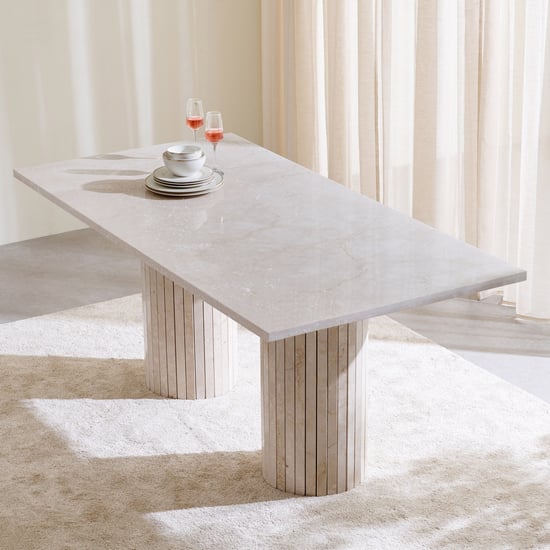 Mirage Marble 6-Seater Dining Table - Off White