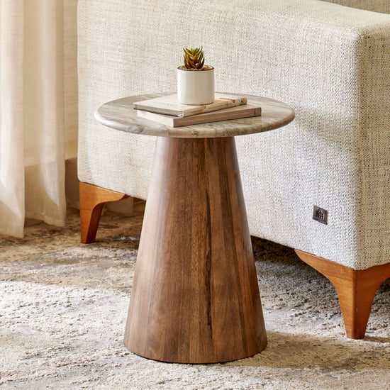 Wells Marble Top End Table - Brown