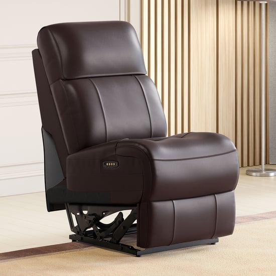 Stockholm Half Leather 1-Seater Electric Recliner - Brown