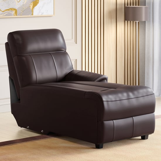 Stockholm Half Leather 1-Seater Push Back Lounge Recliner - Brown