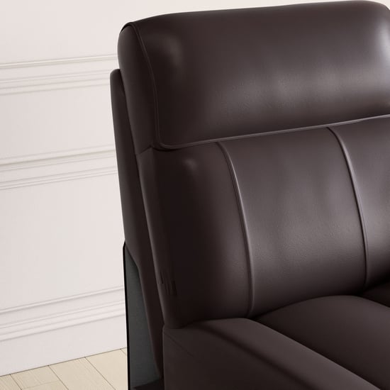 Stockholm Half Leather 1-Seater Push Back Lounge Recliner - Brown