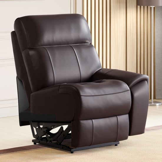 Stockholm Half Leather 1-Seater Right Arm Electric Recliner - Brown
