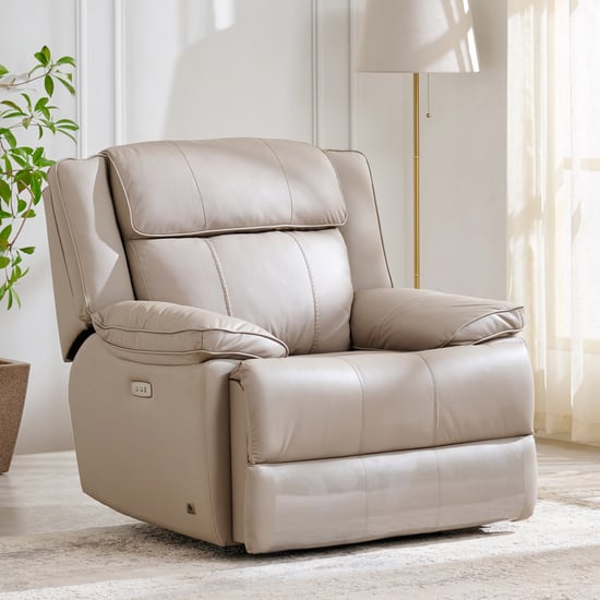 Torino Half Leather 1-Seater Electric Recliner - Grey