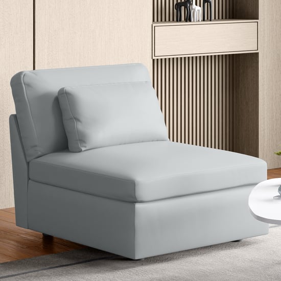 Alpine Half Leather 1-Seater Armless Sofa - Grey