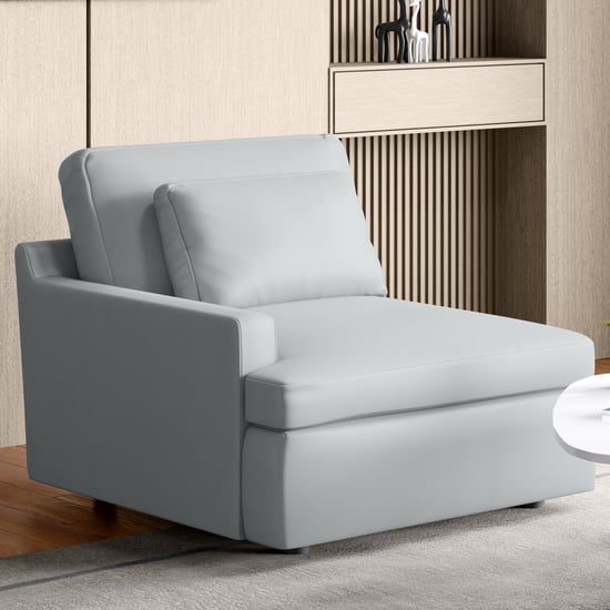 Alpine Half Leather 1-Seater Sofa with Left Arm - Grey