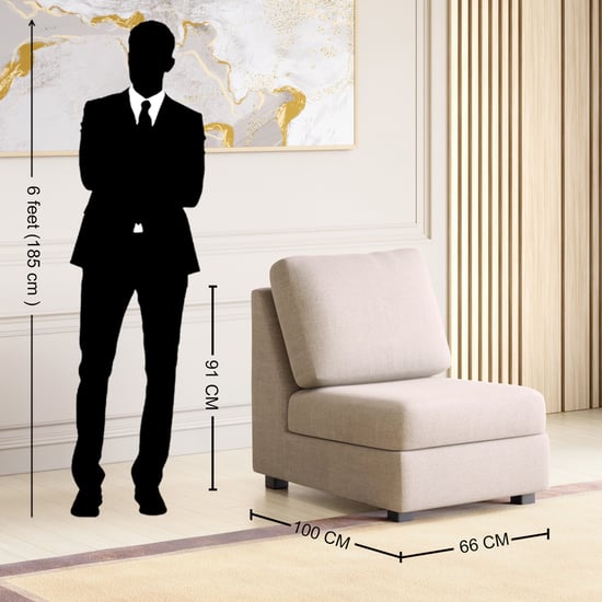 Wells Fabric 1-Seater Armless Sofa - Beige