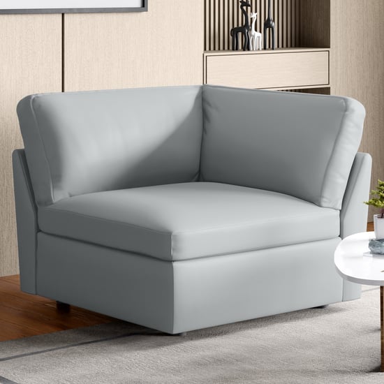 Alpine Half-Leather 1-Seater Wedge Sofa - Grey