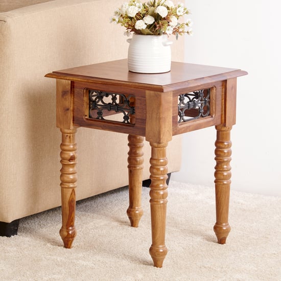 Helios Kian Sheesham Wood End Table - Brown