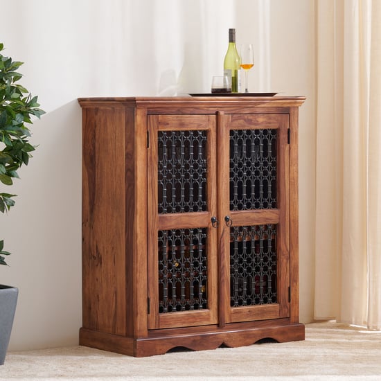 Helios Kian Sheesham Wood Bar Cabinet - Brown