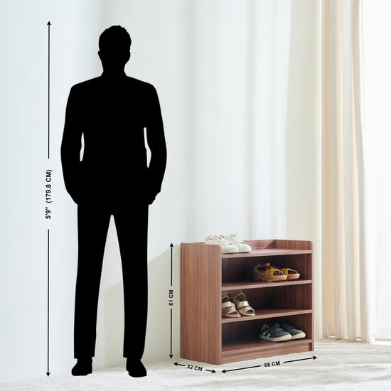 Helios Alton Merida 12 Pairs Shoe Rack - Walnut | Walnut