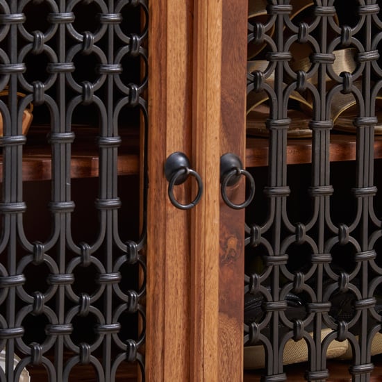 Helios Kian 12 Pairs Sheesham Wood Shoe Cabinet - Brown