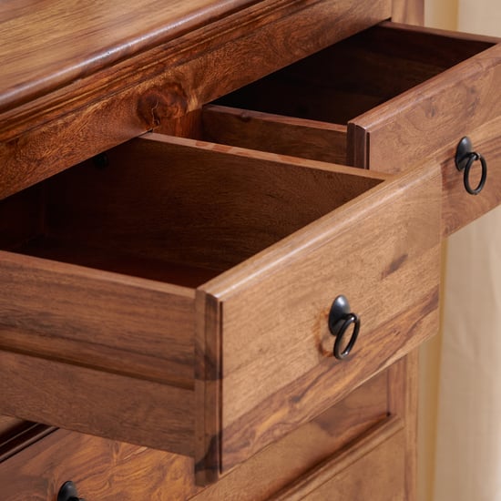 Helios Kian Sheesham Wood Chest of 5 Drawers - Brown