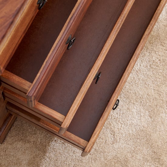 Helios Kian Sheesham Wood Chest of 5 Drawers - Brown
