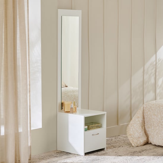 Helios Alton Dresser Mirror with Drawer - White