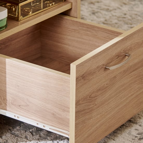 Helios Alton Dresser Mirror with Drawer - Oak