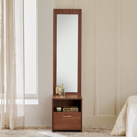 Helios Alton Dresser Mirror with Drawer - Walnut