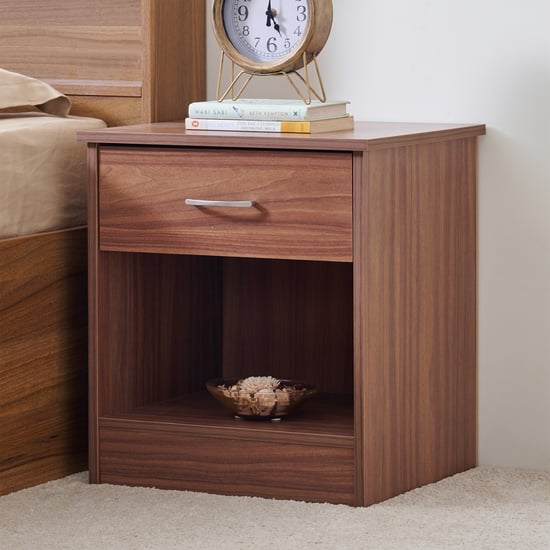 Helios Alton Arvis Bedside Table with Drawer - Walnut