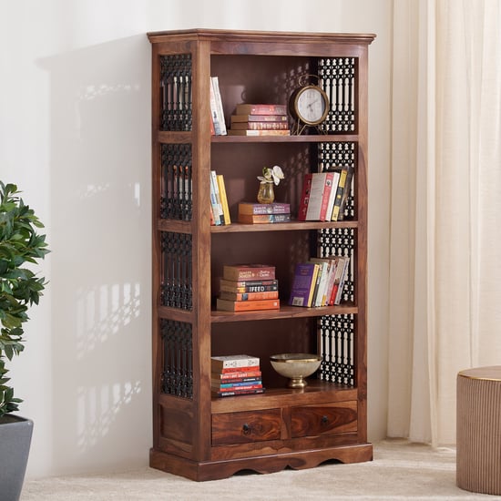 Helios Kian Sheesham Wood 4-Tier Book Shelf - Brown