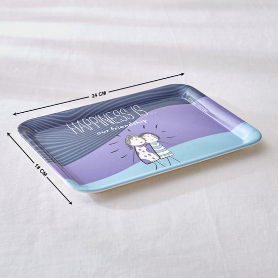 Melina Happiness Set of 2 Melamine Printed Serving Trays