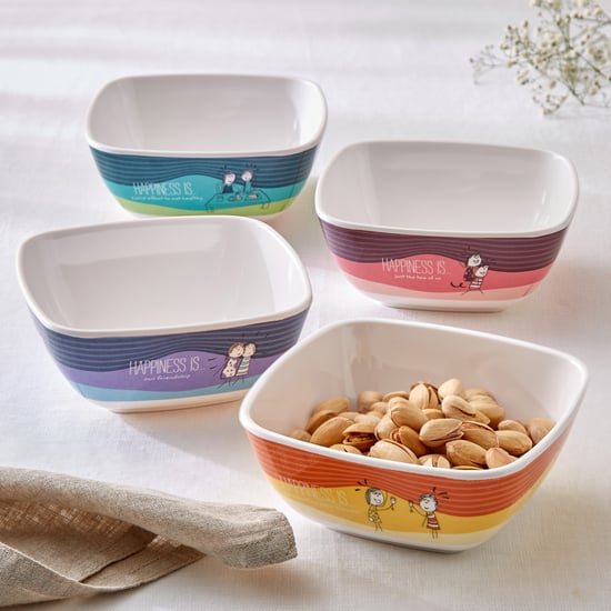 Melina Happiness Copper Set of 4 Melamine Printed Snack Bowls - 470ml