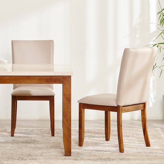 Giza Composite Marble Top 8-Seater Dining Set With Chairs - Beige