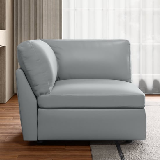 Alpine Half Leather 4-Seater Corner Sofa - Grey