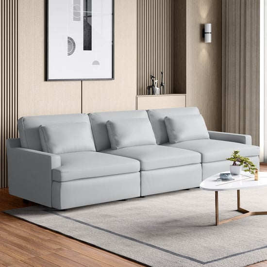 Alpine Half Leather 3-Seater Sofa - Grey