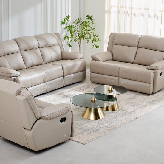 Torino Half Leather 3+2+1 Seater Recliner Set - Grey