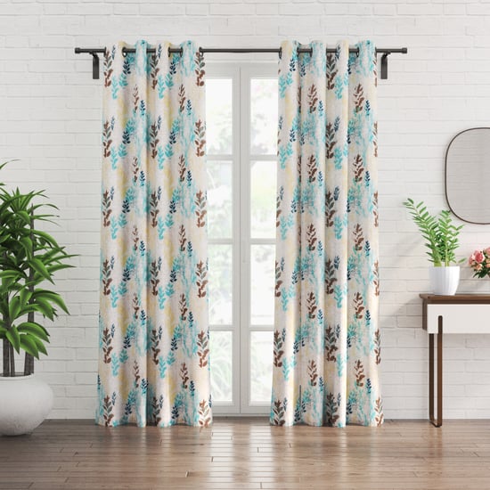 Chanderi Laurel Set of 2 Printed Sheer Door Curtains