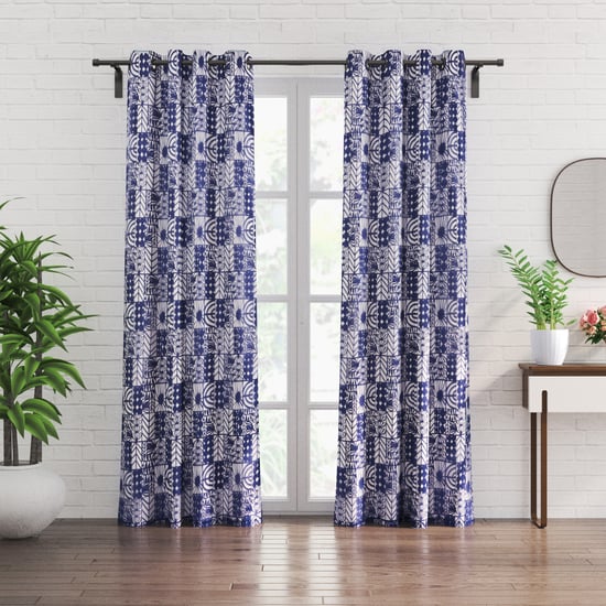 Chanderi Mayfly Set of 2 Printed Sheer Door Curtains