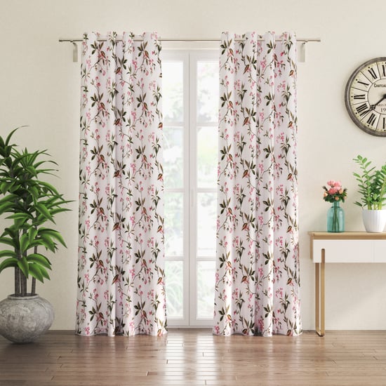 Chanderi Fiesta Set of 2 Printed Sheer Door Curtains