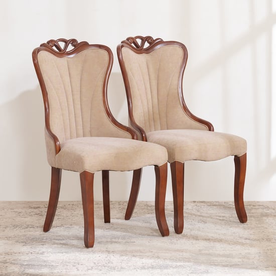 (Refurbished) Empire Set of 2 Faux Leather Dining Chairs - Beige