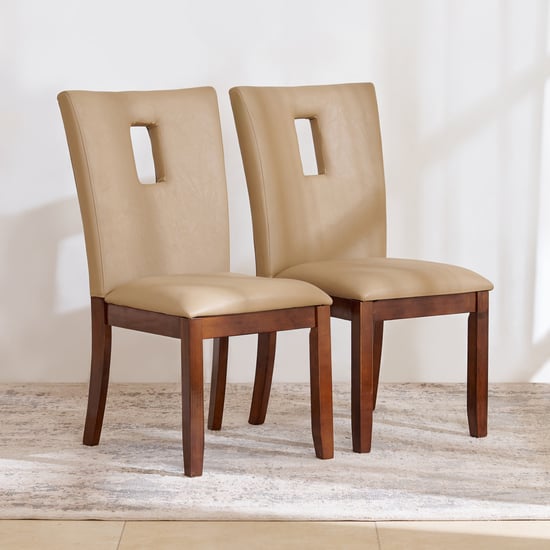 (Refurbished) Oxville Set of 2 Faux Leather Dining Chairs - Beige