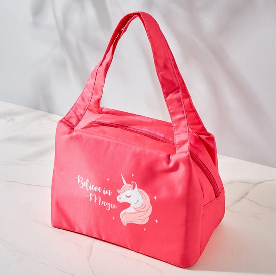 Back To School Feast Unicorn Printed Lunch Bag Pink