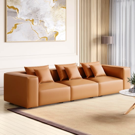Mills Half Leather 3-Seater Sofa