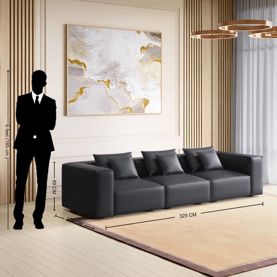 Mills Half Leather 3-Seater Sofa