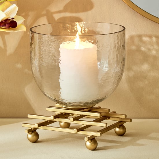 Splendid Gold Rush Cady Glass Hurricane Candle Holder with Stand