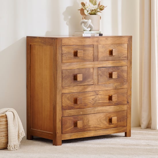 Helios Liser Sheesham Wood Chest of 6 Drawers - Brown