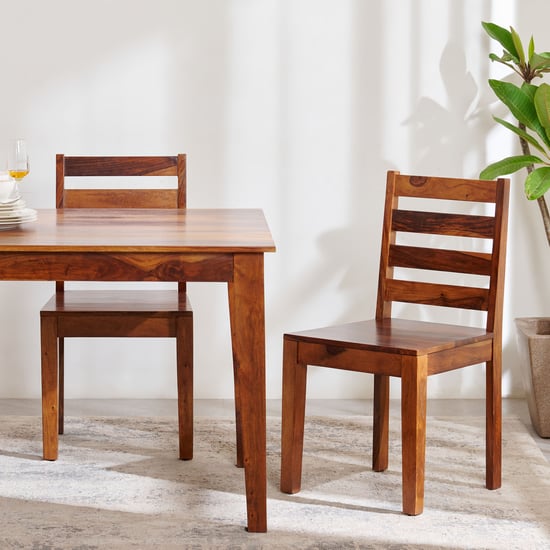 Helios Easter Set of 2 Sheesham Wood Dining Chairs - Brown